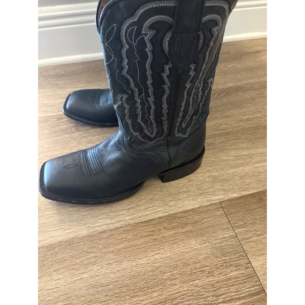 J.B. Dillon Cowboy Boots US 9D JBM3207 Black Goat Leather Square Toe Western